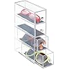 iDesign 38180 Clarity Jewellery Vanity Storage Tower, Plastic Jewellery Organiser with 4 Drawers, Transparent