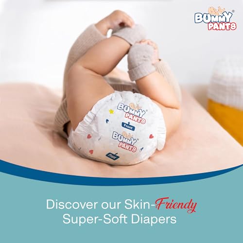 Image of BUMMY PANTS Baby Diapers - Soft & Comfortable with 5D Cross Core Technology, 360 Soft Elastic Waistband & Up to 12-Hour Absorption | L | Pack of 1 | 62 Pieces