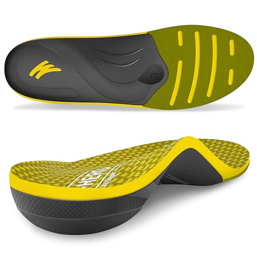 WalkHero Heavy Duty Arch Support Inserts,220+ lbs Plantar Fasciitis Insoles for Men Women,Pain Relief Orthotic Insert for Flat Feet,Standing All Day or Daily Walking Mens 11-11.5 | Womens 13-13.5