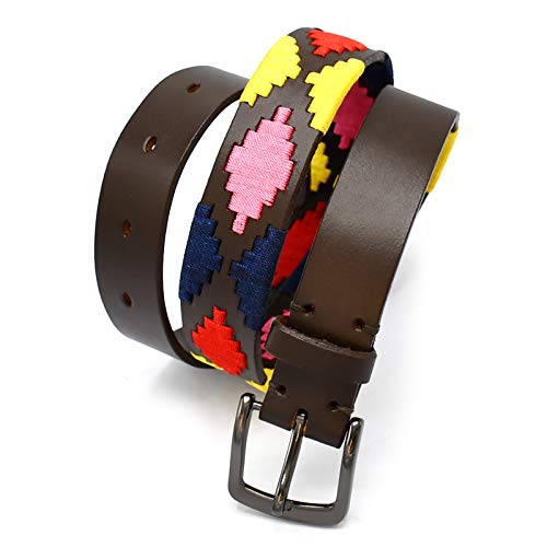 Genuine Leather Polo Men's Belt Multi Color Hand Woven Pattern 100 CM BLT-102