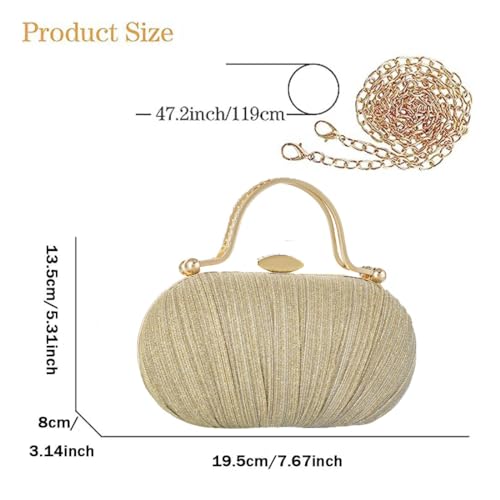 Image of Simcat Women Gold Clutch Purses Glitter Evening Handbag Pleated Evening Bag for Lady Formal Bridal Wedding Prom