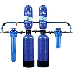Aquasana Whole House Water Filter System – Water Softener Alternative – Salt-Free Descaler, Carbon & KDF Home Water Filtration – Filters Sediment & 97% Of Chlorine – 1,000,000 Gl – EQ-1000-AST