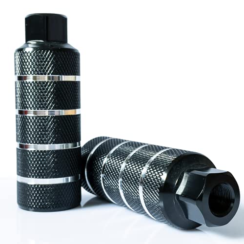 WADEKING WHW Bike Pegs,Suitable for 14mm Axles, Freestyle BMX Bicycles,Durable and Stylish Non-Slip (Black 4)