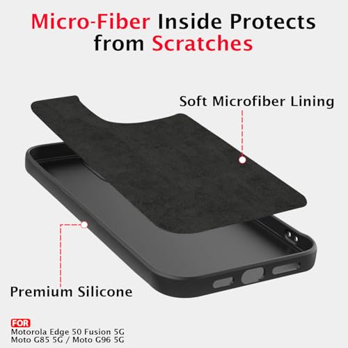 Image of LIRAMARK Silicone Soft Back Cover Case for Motorola Edge 50 Fusion 5G / Moto G85 5G / Moto G96 5G (Black)