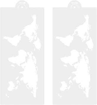 2Pcs Cake Stencil, 11.6x5.2in World Map Stencils for Cake Decorating, Reusable Cake Stencils & Templates Spray for Buttercream Cookie Fondant Dessert Cake Baking Supplies