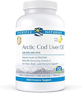 Nordic Naturals Pro Arctic Cod Liver Oil, Lemon - 180 Soft Gels - 750 mg Total Omega-3s with EPA & DHA - Heart & Brain Health, Healthy Immunity, Overall Wellness - Non-GMO - 60 Servings