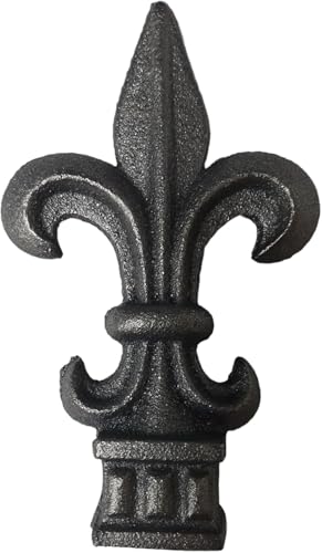 Image of Cast Iron Fence Finials, Multiple Decorative Styles & Sizes, 1 /2 inch to 1 inch Inch Square and Round Spears, Fleur de Lis Design (3 /4 inch Fleur De Lis SQ, 10)