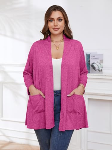 Image of BELAROI Plus Size Lightweight Cardigan Sweaters for Women Casual Open Front 3 /4 Sleeve Cover Up