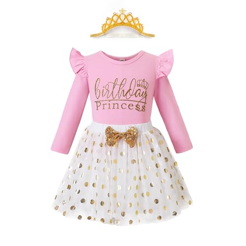 Image of LYSMuch Toddler Girls Long-Sleeve Birthday Outfits Shirt