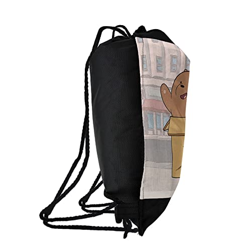 LOGOVISION We Bare Bears Baby Bears Drawstring Backpack Sports Bag Sackpack 17" x 13", Perfect for Gym, Yoga or Practice2