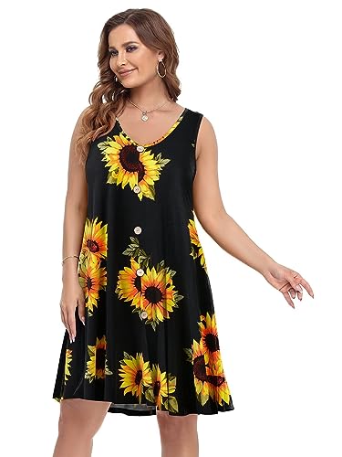 Image of BELAROI Summer Dresses for Women Beach Tshirt Sundress V Neck Casual Swing Tank Dress Swimsuit Cover Ups Pockets