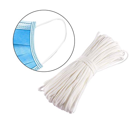 EDATOFLY 50m/5mm Platte Elastische Band, Elastisch Koord Oorlus Koord Elastische Riem voor Naaien, Doe-Het-Zelf-Projecten, Maskers Maken, Kleding, Schoenen en Hoeden (Wit)