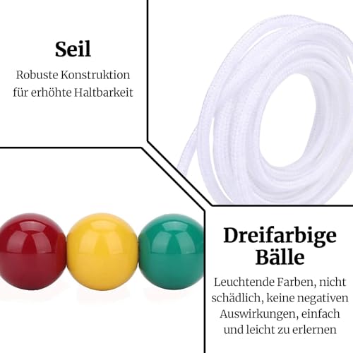 3 Perlen Brock String für Visionstherapie, Front Sight Focus String Sehschärfe Sehung Fokussierung Konvergenz -Vision -Therapie Tools für Kinder Myopische Strabismus Korrektur(Etwa 2 meter)