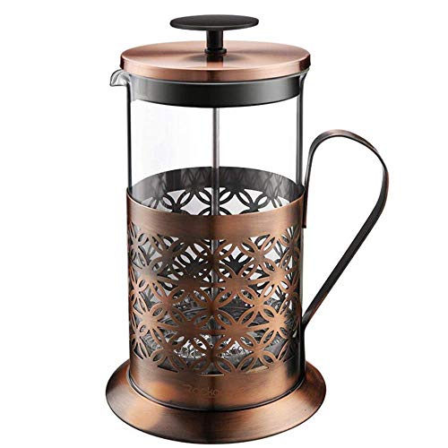 French Press Stamp Pot Coffee Maker Cafetera de doble pared, prensa francesa de vidrio incl. Filtro de café de acero inoxidable-600ML