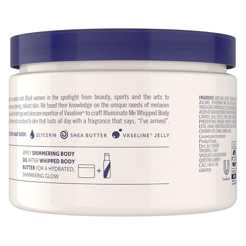 Vaseline Illuminate Me Shea Butter Whipped Body Butter for Melanin Rich Skin Provides 24 Hour Moisturization for Dry Skin 325mL - Image 4