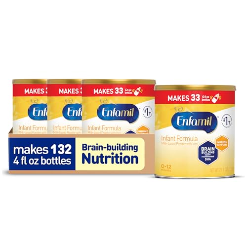 Enfamil Infant Formula, Milk-based Baby Formula with Iron, Omega-3 DHA & Choline, Powder Can, 21.1 Oz (Pack of 4)