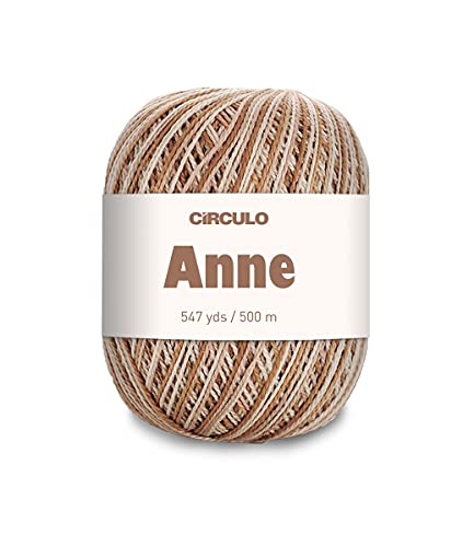 Image of CIRCULO Anne Yarn for Crocheting & Knitting, 100% Mercerized Brazilian Virgin Cotton, Soft Fingering Weight, 547 Yds, 5.19 Oz - Color 9435 Desert