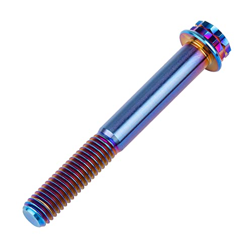 Image of Titanium Flange 12 Point Head M8 x15 20 25 30 35 40 45 50 55 60 65mm Screw Bolt Pack of 4 (M8x60mm, Burning Blue)
