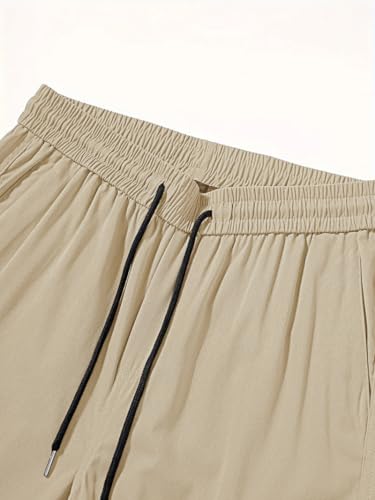 Image of Vogaan Casual Solid Men's Loose Fit Drawstring Cargo Pants with Multiple Pockets | Cotton Cargos for Men