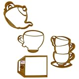 TEAPOT COOKIE CUTTERS With Teacup Stacked Cups And Tea Bag Tag Shaped Fancy Spill The Tea Party Tea Time Coffee Cookie Cutters For Baby Wedding Shower Birthday Mothers Day Graduation (4 Pack)