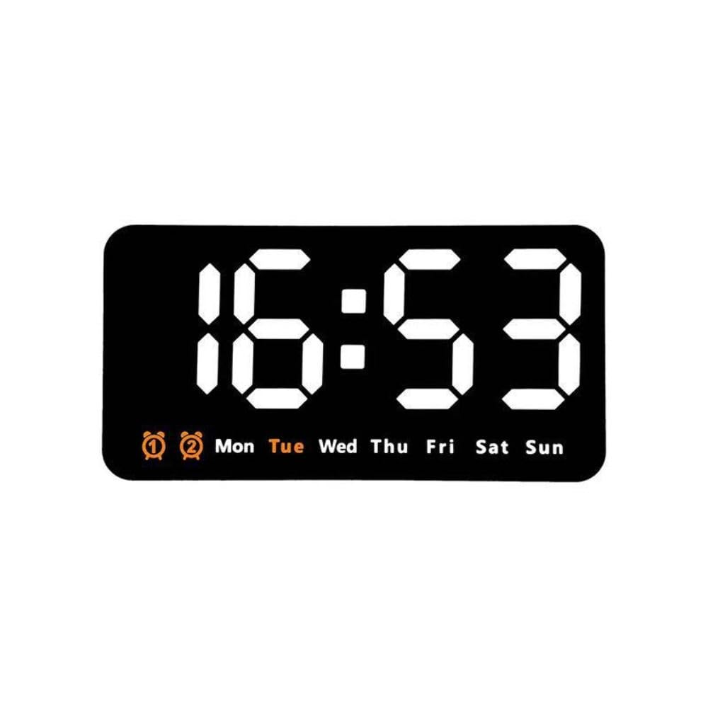 Horloge murale LED pour la maison avec commande vocale et affichage date blanche