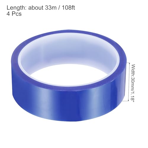 Image of uxcell Blue Heat Tape, 4 Rolls 30mmx33m 108ft High Temperature Heat Resistant Tape for Sublimation,Heat Vinyl Press,Heat Transfer, Circuit Board, No Residue