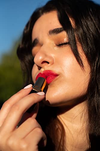 Essence Of Argan Moisturizing Red Lipstick - Enriched With 100% Pure Organic Argan Oil, Shea Butter - Voluptuous Sexy Lips - Sunscreen, Hydration & Nourishing - Long Lasting Lip Balm - Roses R Red #TOP1
