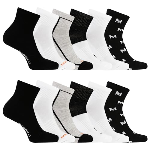Image of Merrell Unisex Adult Men's and Women's Recycled Cushioned Ankle Socks - 6 & 12 Pairs - Hiking Arch Support