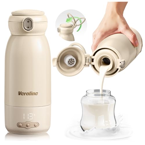 Image of Veroline Portable Bottle Warmer for Travel, 17 Oz Baby Bottle Warmer, Super Fast Charging Milk Warmer with Adjustable Temp & Keep Warm for Formula, Breastmilk, Rechargeable & Cordless Water Warmer