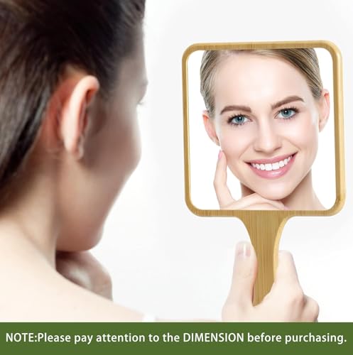 Image of Makeup Mirrors, Handheld Mirror, Handheld Mirror with Handle for Shaving Single-Sided Portable Travel Vanity Mirror for Men & Women, Makeup, Shaving,Shower (Rectangle, Medium)