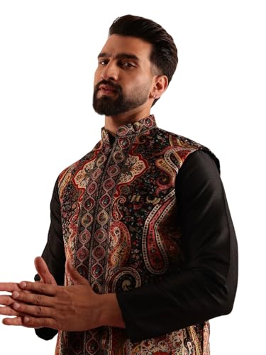 Image of SOJANYA (Since 1958 Men's Velvet Nehru Jacket With Paisley Print