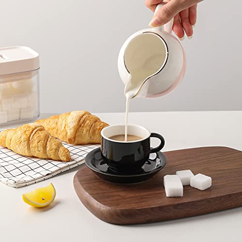 Sweejar Porcelain Espresso Cup & Saucer Set, Stackable Demitasse Cups With Metal Stand, 2.5 Oz For Latte,Coffee,Cafe Mocha,Tea, Set Of 6 (Black New) #TOP2