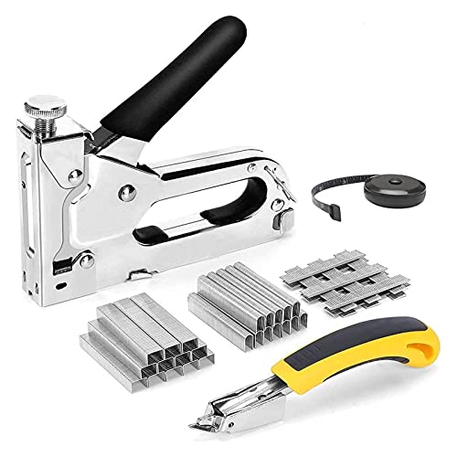 Pistola 3 in 1 Graffetta Con 1250 Graffette - Professione Per Unghie Gun Heavy Duty Con Rimozione Per Tappezzeria, Legno, Quadro Su Tela, Fai Da Te, Bordo Pubblicitario Mediante Acciaio Al Carbonio