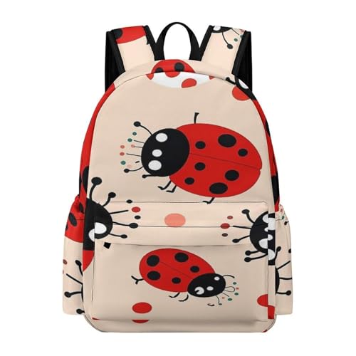 Cute Ladybug Printed Backpack Water-Resistant Pack Stylish Bag Lightweight Travel Backpack