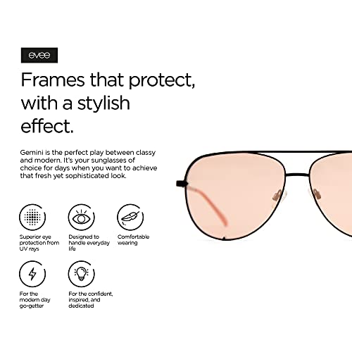 Image of EVEE Fashionable Metal Aviator Sunglasses with Oversize Flat Reflective Mirror Lenses (GEMINI)