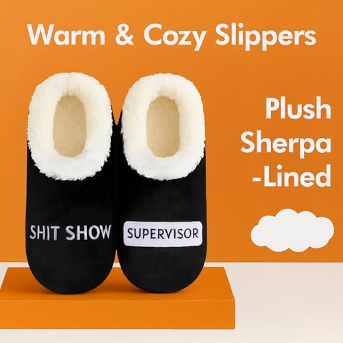 Image of Snoozies Slipper Socks -Funny Quote House Slippers for Women, Non-Slip Fuzzy