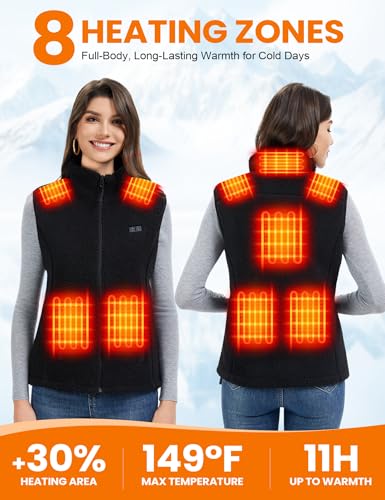 Image of Heated Vest Women with 18400mAh 7.4V Battery，Fuzzy Fleece Warming Vest with Pockets, Washable Electric Vests