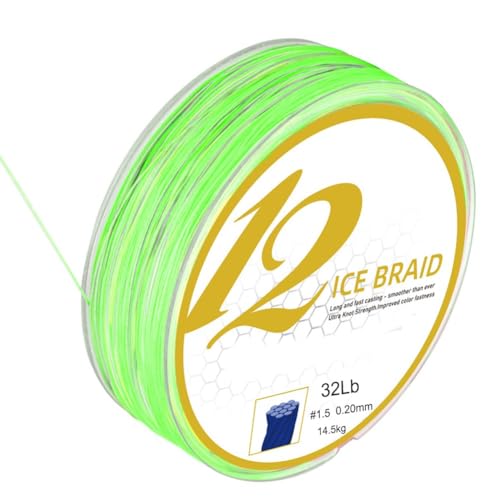NiuLumea HOMEPE - Línea de pesca multifilamento de 100 m, 12 hebras, 15-38 libras, agua dulce verde claro, para carretes, 0,14-0,23 mm de diámetro