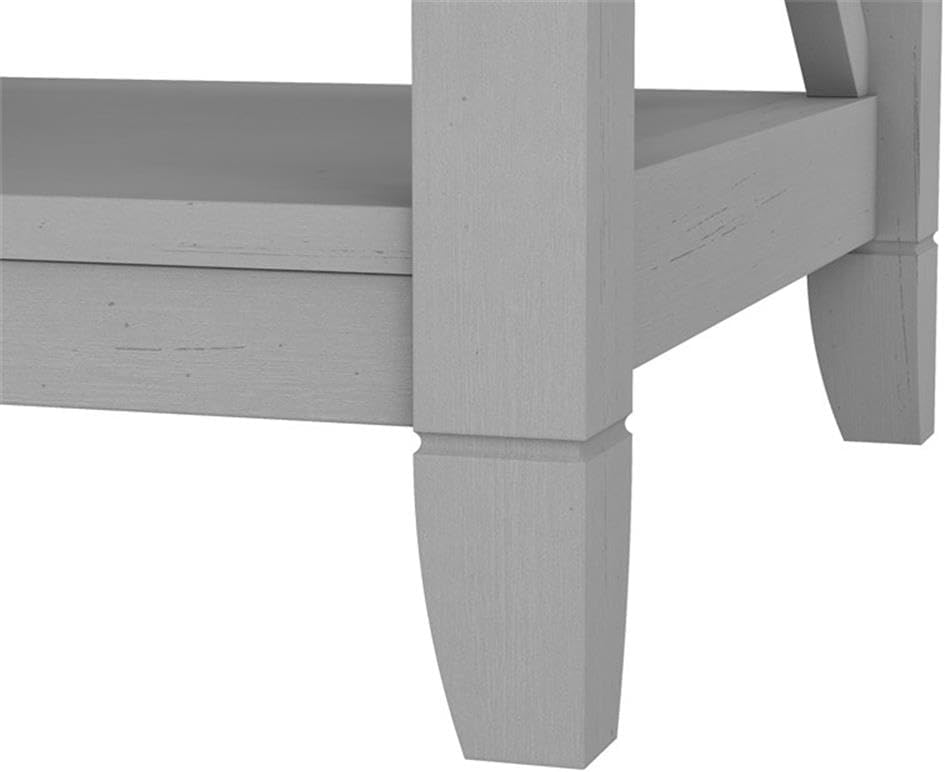 BOWERY HILL Modern Engineered Wood Coffee Table, Cape Cod Gray Finish, 47 x 24 x 18 Inch, Scratch-Resistant Surface, Storage with Drawers, Lower Cubby Spaces, X Pattern Side Panels, Living Room