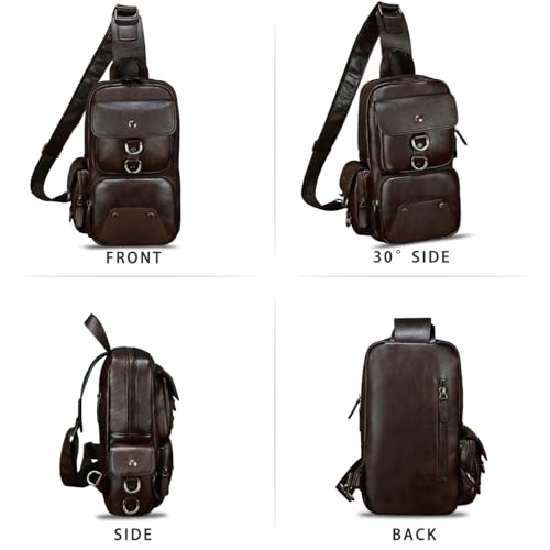 Image of Genuine Leather Sling Bag for Men and Women Full Grain Leather Crossbody Sling Backpack Purse