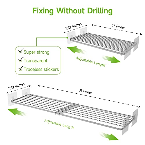 Sofron SMALL 1 PACK 7.87" D X 17" ~ 31" L Expandable Closet Shelves Organizers, Adjustable Shelf thumb #1