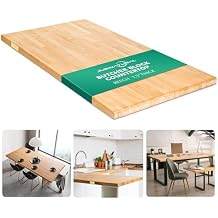 48" x 25" Butcher Block Countertop, 1.5" Thick Solid Beech Wood Kitchen Countertop for DIY Kitchen Island, Workbench, Desk Top, Customizable Wood Slab for Laundry Room & Table