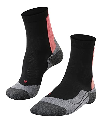 FALKE Women's Achilles Running Socks, Mid Calf, Tendon Relief, Stabilizing Athletic, Breathable Quick Dry, Lyocell, Black (Black 3008), 9.5-10.5, 1 Pair