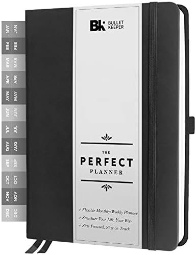 BK Undated Weekly/Monthly Planner 2023-2024 Daily Planner Agenda & Personal Organizer to Increase Productivity, Academic Planner w/Sticker Set. A5 (5.8 x 8.3) - Black Hardcover