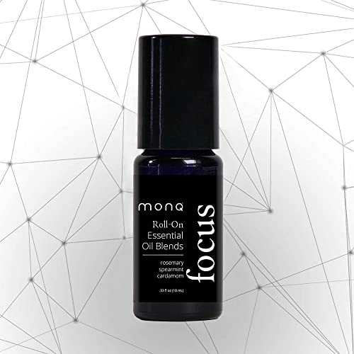 MONQ Essential Oil Blend, Roll On, FOCUS - Enhance Clarity - Increase Productivity - Improve Visual Acuity - Feel Focused - Pure Essential Oils in a Carrier Oil Blend - Topical Aromatherapy