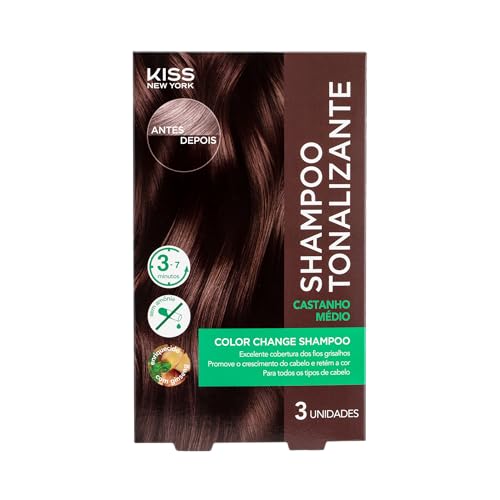 KISS NEW YORK Color Change Shampoo - Shampoo Tonalizante Castanho Médio