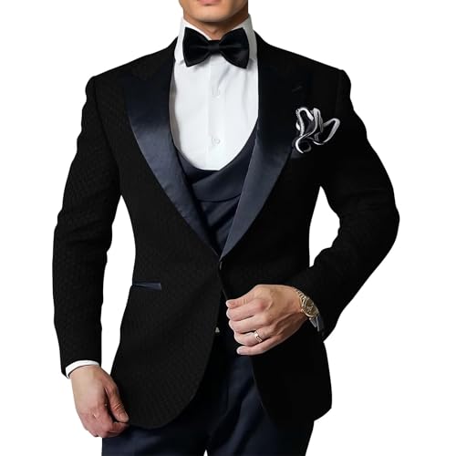 Mens Tuxedo Jacket Peak Lapel Honeycomb Suit Jacket Slim Fit Blazer Jacket for Prom Wedding