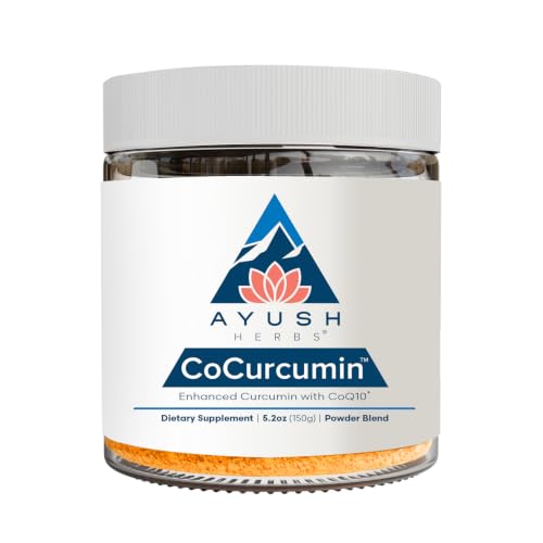 Ayush Herbs CoCurcumin, Turmeric Powder, CoQ10, 4.2 Oz Jar (30 Servings)