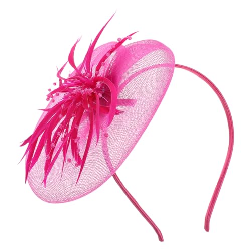 ABOOFAN Sombreros de Fiesta de Té de Red de Plumas de Flores Elegantes Sombreros para La Cabeza Elegantes Diademas de Boda de Cóctel para Mujeres Y Niñas Rosadas
