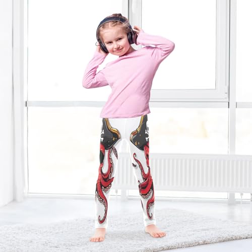 Toddler Girls Leggings Printed Yoga Pants Leggings Red Octopus Pirate Theme for Kids4